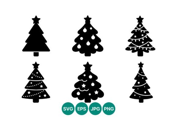 Black Christmas Trees Flat Design: A Versatile Illustration for Digital Sellers