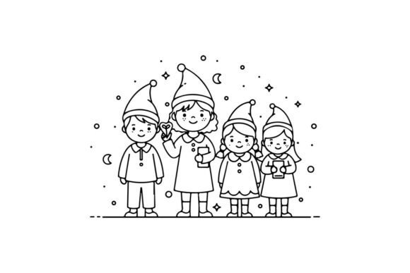 Children Caroling Christmas Joy Flat Des: A Versatile Illustration for Content Creators