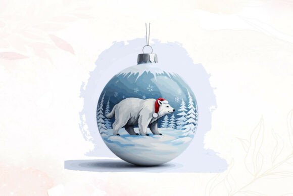 Christmas Bauble with Polar Bear in Sant: A Festive Illustration for Local Business Branding