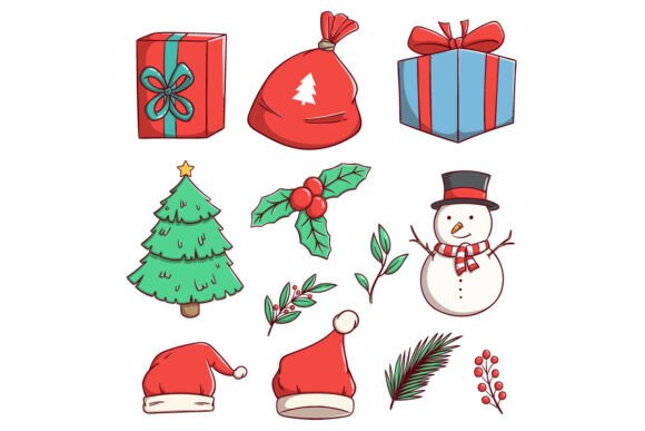 Christmas Elements Doodle Illustration Review for Marketing and Branding