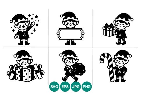 Christmas Elf Icons Vector Collection: A Versatile Graphic Design Asset for Holiday Branding