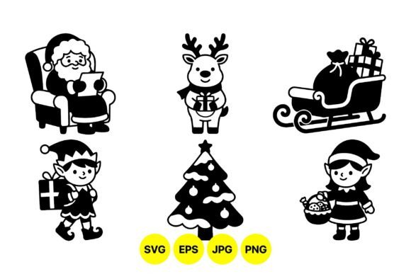 Christmas Holiday Character Icons: A Festive Graphic Design Asset for Handmade Creations