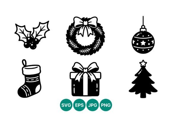 Christmas Icons Wreath Stocking Gift: A Seasonal Illustration Boost for Content Creators