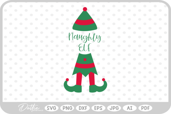 Christmas Naughty Elf SVG PNG DXF: A Festive Illustration for Small Business Branding