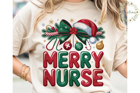Christmas Nurse Bow Sublimation Design: A Festive Illustration for Branding and Marketing