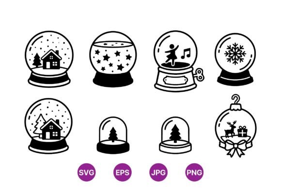Christmas Snow Globe Clipart Set: A Festive Graphic Design Asset