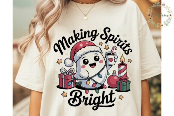 Cute Ghost Christmas Lights PNG Clipart for Illustrations and Merch