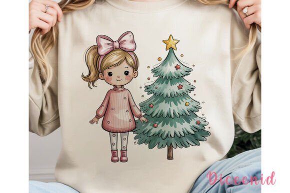 Cute Girl Christmas Tree PNG Clipart: A Versatile Illustration for Digital Sellers