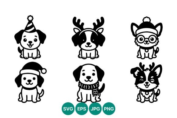 Cute Puppies Christmas Vector Art: A Festive Illustration for Small Business Branding