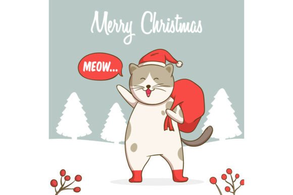 Cute Santa Cat Illustrations: A Festive Graphic Design Asset for Holiday Campaigns
