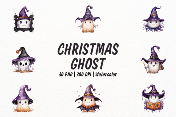 Cute Spooky Christmas Ghost Clipart for Seasonal Illustrations