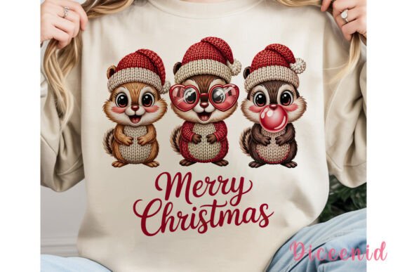 Knit Chipmunk Christmas PNG Clipart: A Festive Illustration for Content Creators