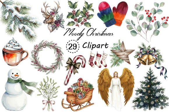 Moody Christmas Clipart PNG Bundle Review for Real-Client Projects