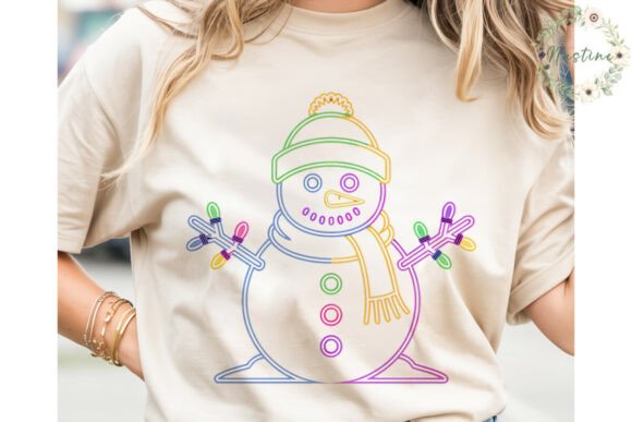 Neon Christmas Snowman PNG Clipart Review for Real Embroidery Projects