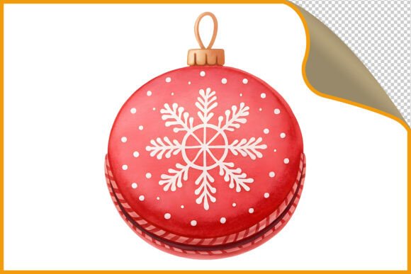 Red Christmas Ornament Snowflake PNG: A Festive Illustration for Crafters