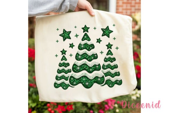 Sparkly Glitter Christmas Trees PNG: A Festive Graphic Design Asset for Creative Sellers