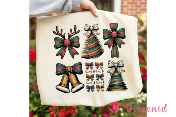 Vibrant Glitter Christmas PNG Clipart for Embroidery Projects