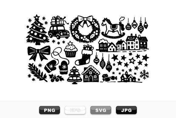 Vintage Holiday Christmas Clipart for Authentic Crafting & Handmade Business Projects